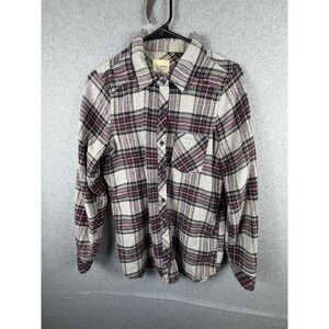 Ci Sono Shirt Mens Medium Gray Plaid Flannel Button Up Long Sleeve Casual
